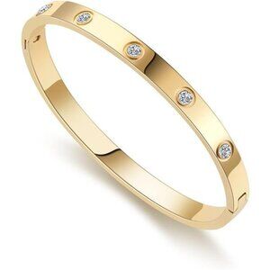 Gold Bracelets for Women Friendship Love Bangle Bracelets Cubic Zirconia